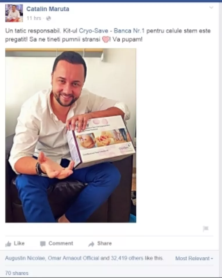 Andra si Catalin Maruta au stocat celulele stem ale fetitei lor, la CryoSave