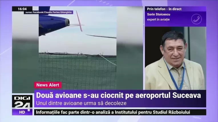 Doua avioane s-au ciocnit pe aeroportul din Suceava. Momentul, surprins de un pasager