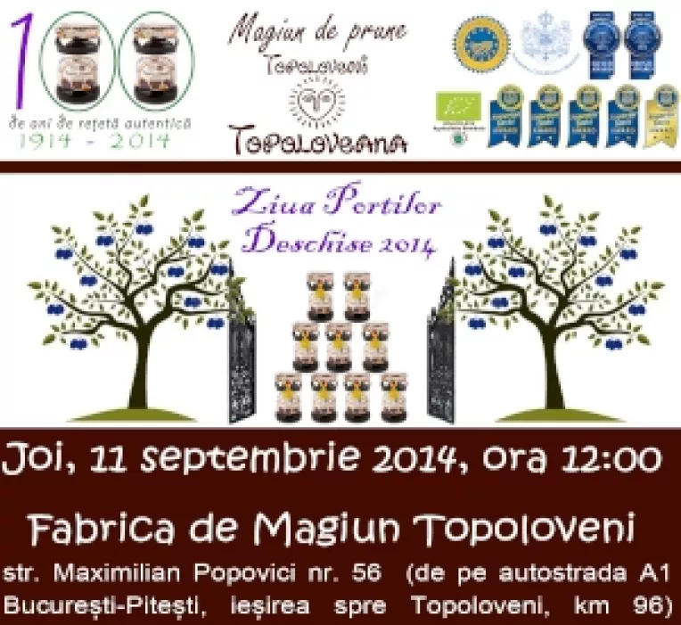 Eveniment: Pe 11 septembrie 2014, magiunul de prune Topoloveni sarbatoreste 100 de ani de reteta
