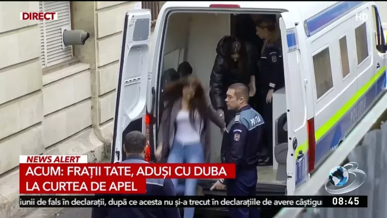 Fratii Tate au ajuns la Curtea de Apel unde se decide daca vor fi eliberati din arest