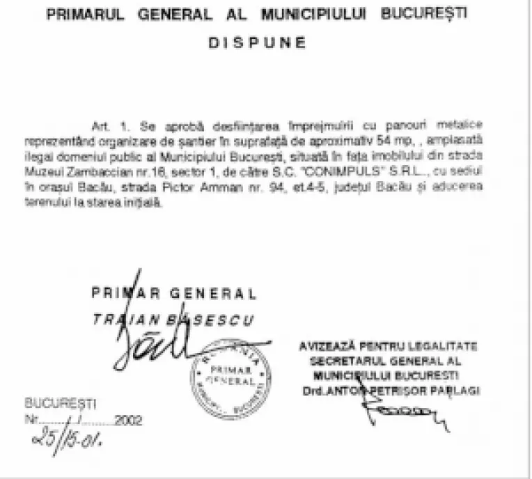 La originea dosarului Zambaccian se afla Traian Basescu, pe cand era primar general