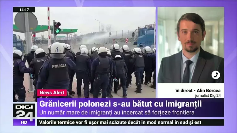 Migrantii au luat cu asalt punctul de frontiera Kuznita. Polonezii folosesc tunurile cu apa