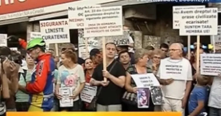 Peste 150 de oameni au protestat impotriva cainilor maidanezi, in Piata Romana din Capitala