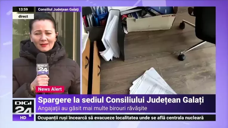 Spargere la CJ Galati. Birourile au fost gasite ravasite, dar nu se stie daca s-a furat ceva