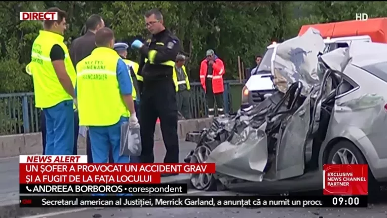 Un politist a fugit de la fata locului, dupa ce a provocat un accident rutier grav.